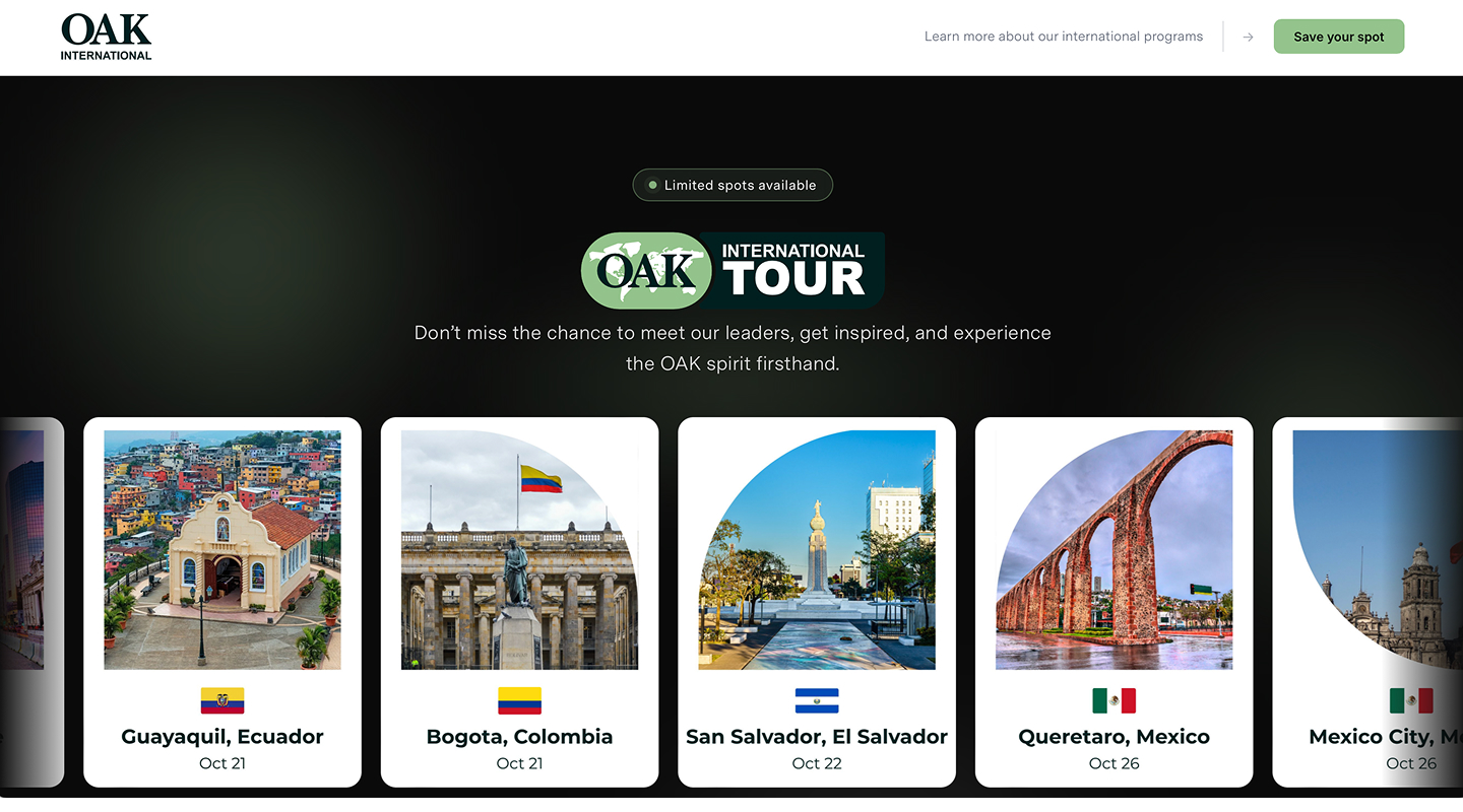 Sitio web de OAK international Academies