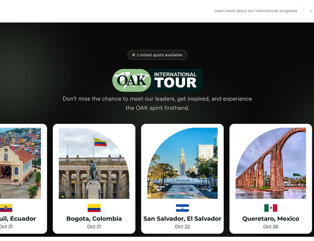 Sitio web de OAK international Academies